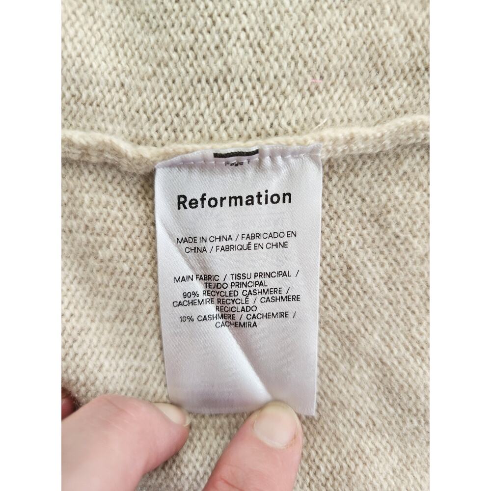 Reformation Bri Cashmere Long Open Front Cardigan Oatmeal Sz Small Tan Designer - Picture 11 of 14